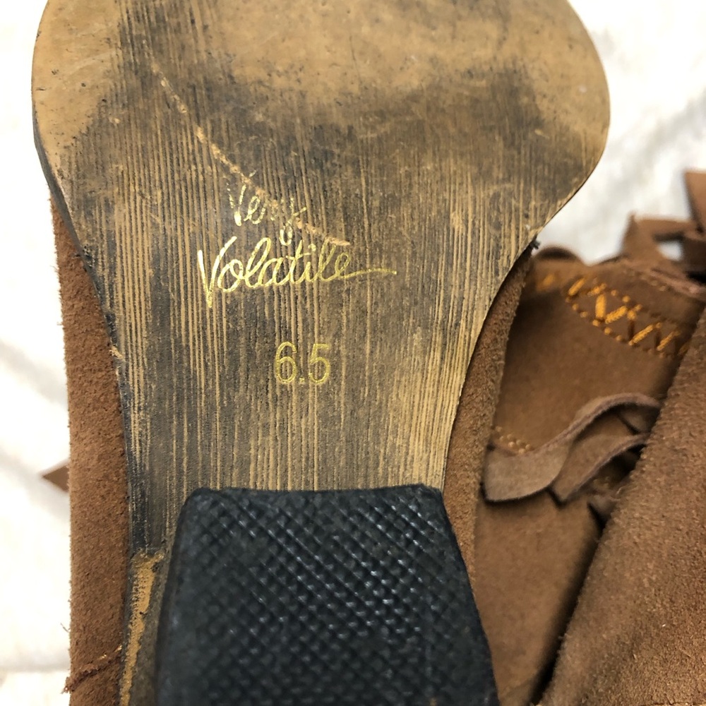 Very Volatile Leather Suede Fringe Boots Size 6.5 Western Festival Rodeo Cowboy - Picture 4 of 13